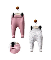 Pantalons duo blanc fleury mauve uni